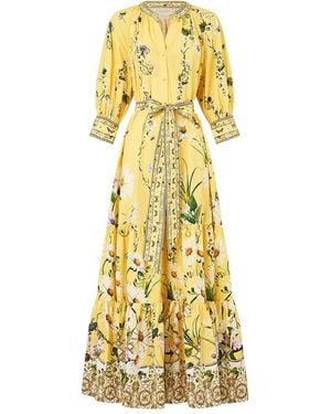 CAMILLA Tiered short sleeve shirt dress - Gelb