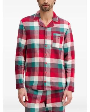 Benetton Christmas Check-Print Flannel Pyjamas - Red