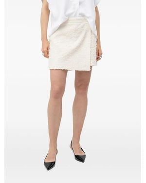 BOSS Bouclé Wrap-Front Shorts - White