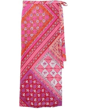 Emilio Pucci Patchwork Wrap Midi Skirt - Pink