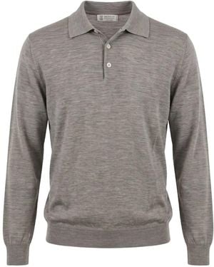 Brunello Cucinelli Maglione Con Trama Fine - Grigio