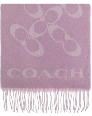 COACH Bufanda con logo y flecos - Morado