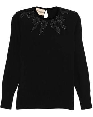 Valentino Garavani Bow Embellished Jumper - Black