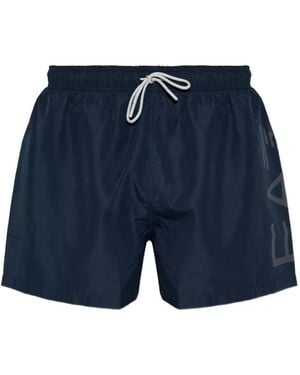 EA7 Logo-Print Swim Shorts - Blue