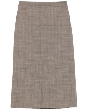 Twinset Falda De Tubo Midi A Cuadros - Gris