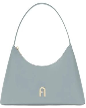 Furla Small Diamante Curved-Top Leather Shoulder Bag - Blue