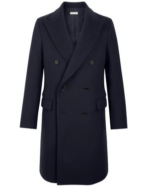 Fursac Herringbone Double-Breasted Coat - Blue