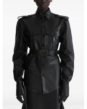 Mugler Military-Hemd Aus Leder - Schwarz