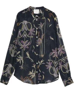 forte_forte Floral Pattern Blouse With Mandarin Collar - Black