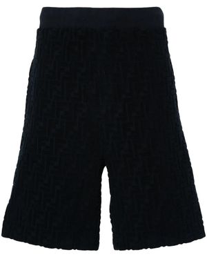 Fendi Ff-Motif Terry Bermuda Shorts - Black