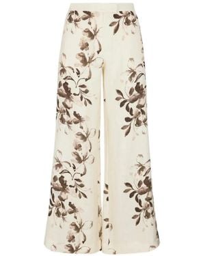 Hevron Capri Floral-Print Pants - White