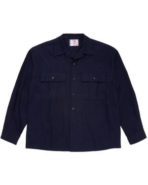 Son Of The Cheese Flap-Pocket Camp-Collar Shirt - Blue