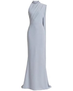 Gemy Maalouf Padded-Shoulder Cape Dress - White