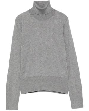 Alpha Studio Roll-Neck Ribbed-Trim Sweater - Grey