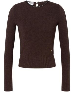 Moschino Lace-Trimmed Wool Sweater - Brown