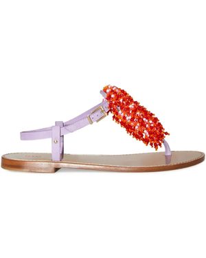 PUCCI ビーズストラップ レザーサンダル - レッド