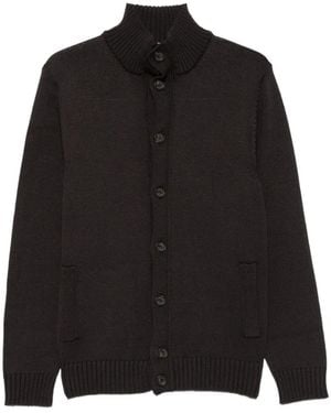 Heritage Button-Up Funnel-Neck Cardigan - Black