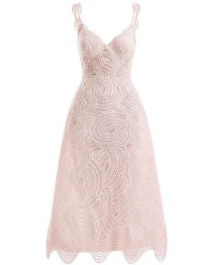 Gemy Maalouf Embroidered Cage-Effect Dress - Pink