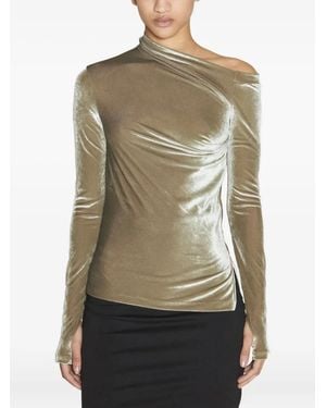 Helmut Lang Draped Velvet Top - Green
