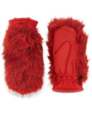 Goldbergh Hill Faux-Fur Leather Mittens - Red