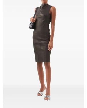 Rick Owens Open-Back Leather Midi Dress - Black