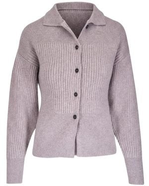 LeKasha Cardigan Boutonné En Maille Côtelée Kalaru - Violet