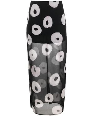 Nina Ricci Semi Sheer Printed Skirt - Black