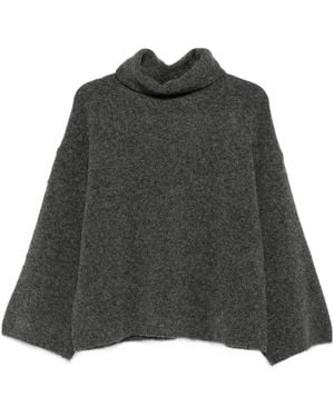 Yerse Roll-Neck Wide-Sleeve Sweater - Black