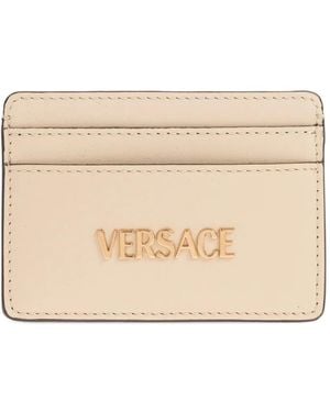 Versace Logo-Lettering Card Holder - Natural