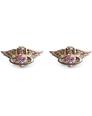 Vivienne Westwood Pendientes Con Motivo De Corazón Y Orbe - Blanco