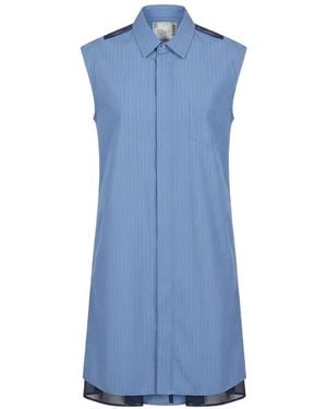 Sacai Pleated Striped Dress - Blue