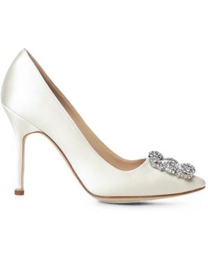 Manolo Blahnik Zapatos De Tacón Hangisi Con Hebilla De Cristal - Blanco