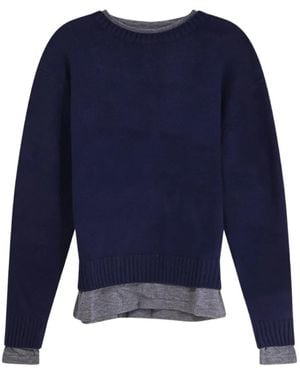 Tonywack Layered-Effect Ribbed-Trim Sweater - Blue