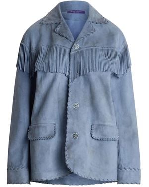 Ralph Lauren Rennie Rustic Suede Fringe Jacket - Blue