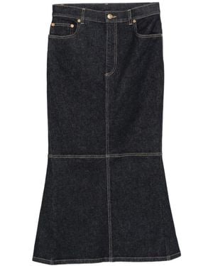Moschino Denim Paneled Flared Skirt - Black