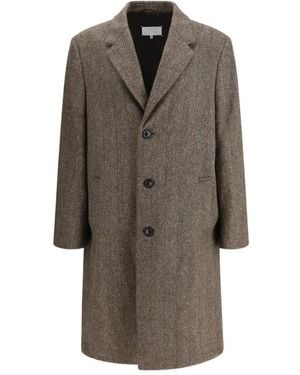 Maison Margiela Jas Met Enkele Rij Knopen En Visgraatpatroon - Bruin