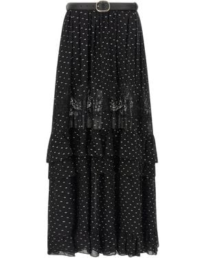 Self-Portrait Chiffon lace maxi skirt - Schwarz