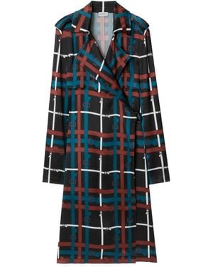 Burberry Belted Checked Midi Dress - Blue