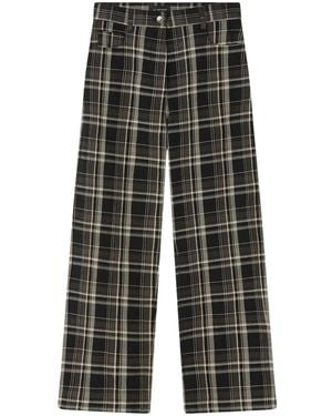 Lee Mathews Elliot Checked Wide-Leg Trousers - Grey