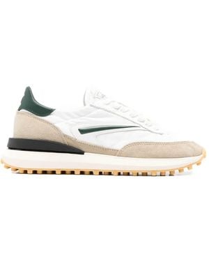 Date Panelled Suede-Trim Trainers - White