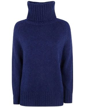 Base London Turtleneck Raglan-Sleeve Jumper - Blue
