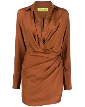 GAUGE81 Naha Asymmetric Mini Dress - Brown