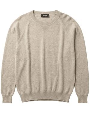 DSquared² Ribbed-Trim Crew-Neck Jumper - Natural