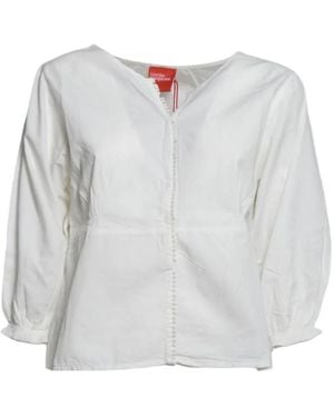 ..,merci Bobble-Trim Ruched Blouse - White