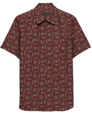 Prada Camisa estampada de seda - Rojo
