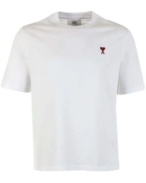 Ami Paris Cotton T-Shirt With Ami De Coeur - White