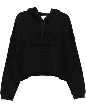 Iceberg Cropped Hoodie - Black