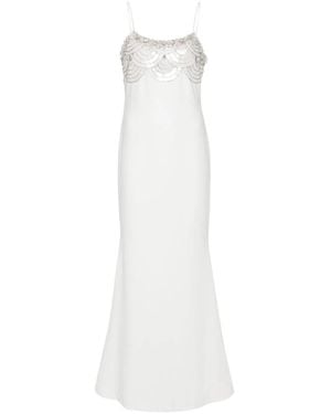 Amen Crystal-Embellishment Crepe Maxi Dress - White