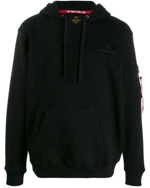 Alpha Industries Logo Stripe Detail Hoodie - Black