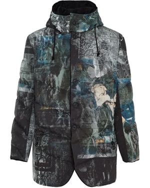 Yohji Yamamoto Graphic-Print Padded Jacket - Grey